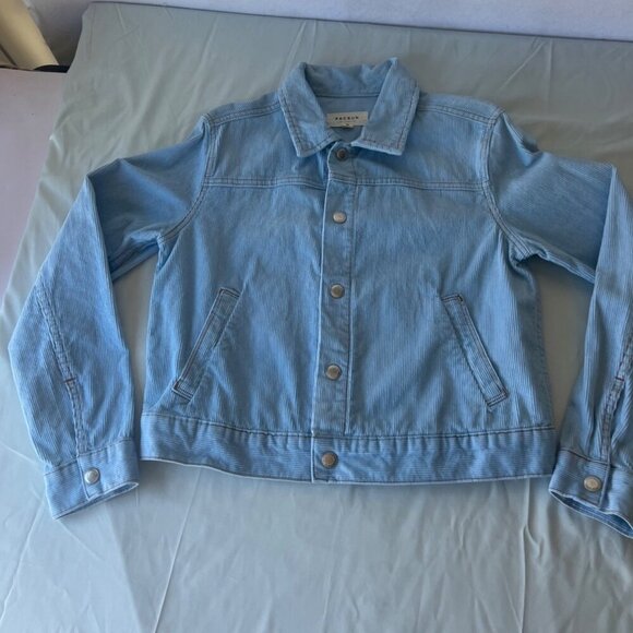 Pac Sun Corduroy Cropped Baby Blue Jacket Size Medium - Picture 6 of 8